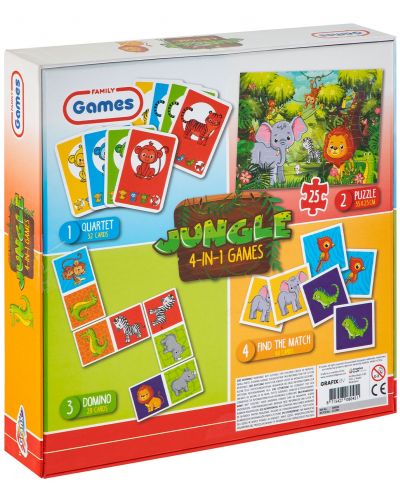 Комплект детски игри Grafix - Джунгла, 4 в 1 - 3