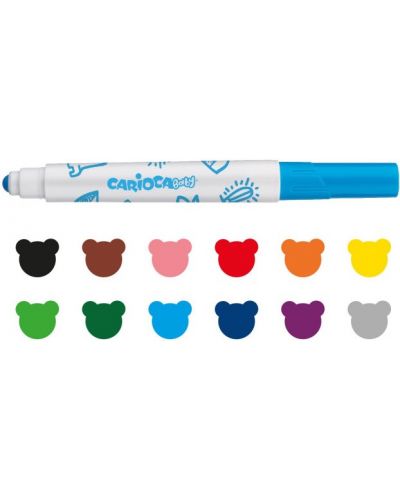 Комплект цветни маркери Carioca Baby - 12 цвята - 2