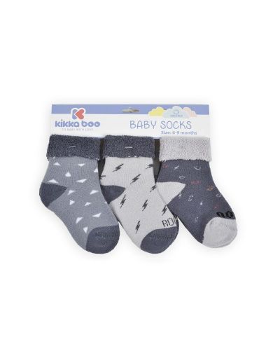 Комплект бебешки термо чорапи KikkaBoo - Памучни, 2-3 години, 3 чифта, сини - 1