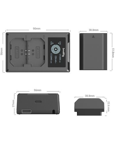 Комплект две батерии и зарядно SmallRig - NP-FZ100, черни - 2