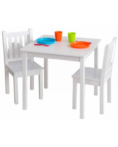 Комплект детска дървена маса с 2 столчета Ginger Home - Бял - 2