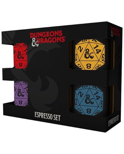 Комплект чаши за еспресо ABYstyle Games: Dungeons & Dragons - D20, 110 ml - 2