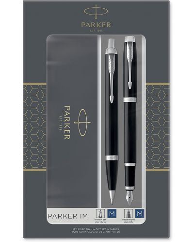 Комплект писалка Parker IM Professionals - С химикалка, сребристо покритие, с кутия - 1