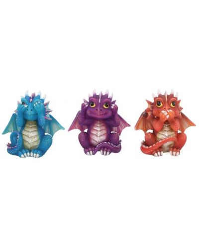 Комплект статуетки Nemesis Now Adult: Humor - Three Wise Dragonlings, 8 cm - 1