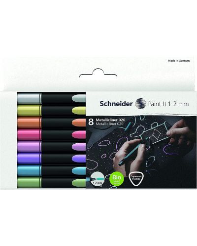Комплект металически маркери Schneider Paint-It - 020, 1.0-2.0 mm, 8 цвята - 2