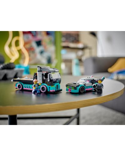 Конструктор LEGO City - Състезателна кола и камион за превоз на автомобили (60406) - 10