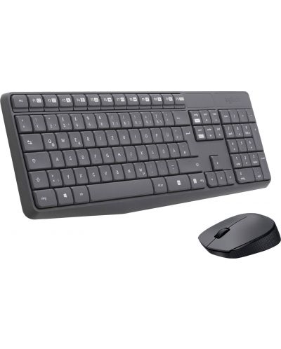 Комплект клавиатура и мишка Logitech - MK235, безжичен, сив - 1