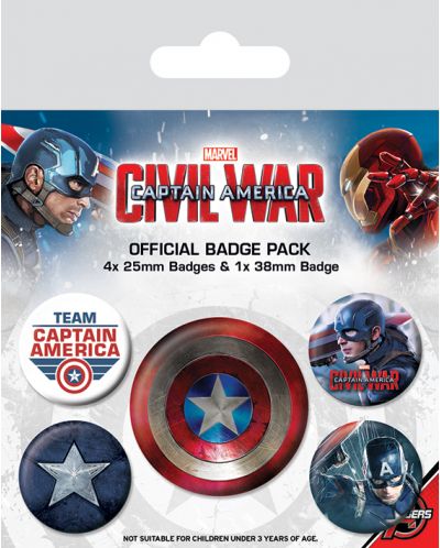 Комплект значки Pyramid - Captain America Civil War (Captain America)