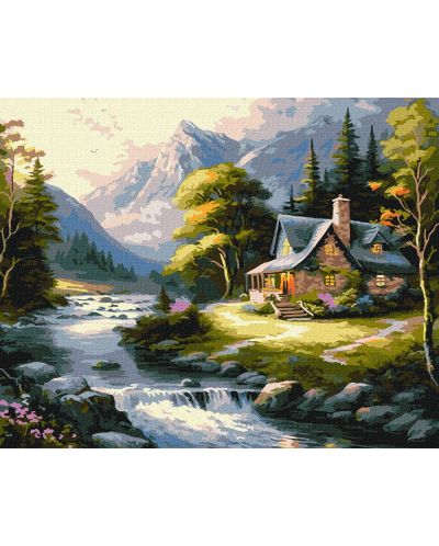 Комплект за рисуване по номера Ideyka - Къща в планината, 40 х 50 cm - 1