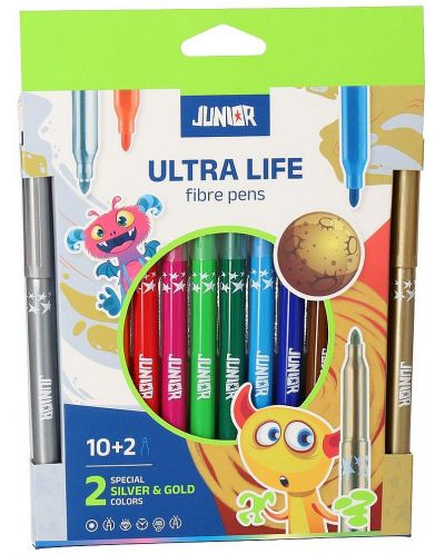 Комплект флумастери Junior - Ultra Life, 12 цвята - 1