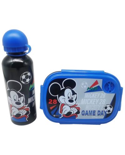 Комплект бутилка и кутия за храна Disney - Mickey Mouse, син - 3