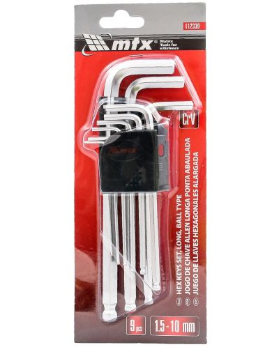 Комплект имбусни ключове MTX - Шестостенни, 9 броя, 1.5-10 mm, удължени - 1