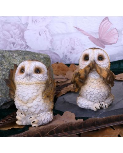 Комплект статуетки Nemesis Now Adult: Gothic - Three Wise Brown Owls, 7 cm - 2
