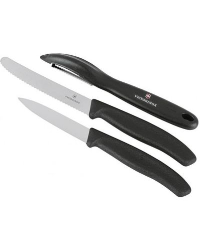 Комплект от 2 ножа и белачка Victorinox - Swiss Classic, черни - 1