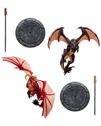 Комплект екшън фигури McFarlane Games: World of Warcraft - Red Highland & Black Proto-Drake, 28 cm - 3