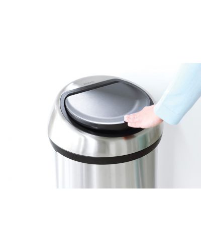 Кош за отпадъци с пластмасов капак Brabantia - Touch Bin, 60 l, Brilliant Steel - 3