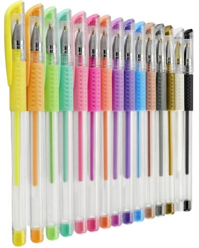 Комплект цветни гел химикалки Hama - Pastel & Classic, 15 броя - 1