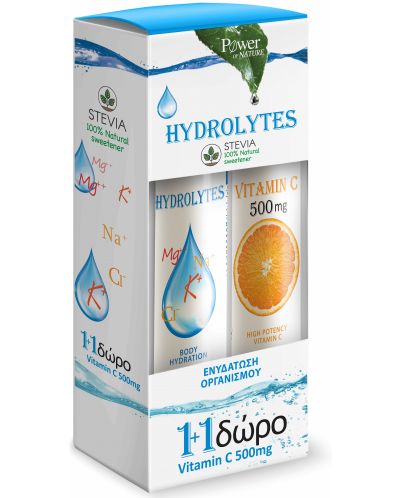 Комплект Hydrolytes + Vitamin C, 20 + 20 таблетки, Power of Nature - 1