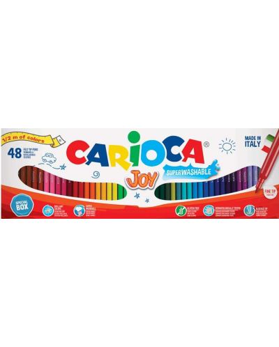 Комплект суперизмиваеми флумастери Carioca Joy - 50 цвята - 1