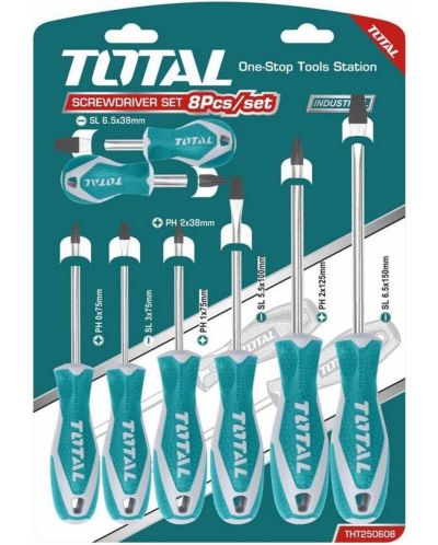 Комплект отвертки TOTAL - SL, PH, CrV, 8 части - 1