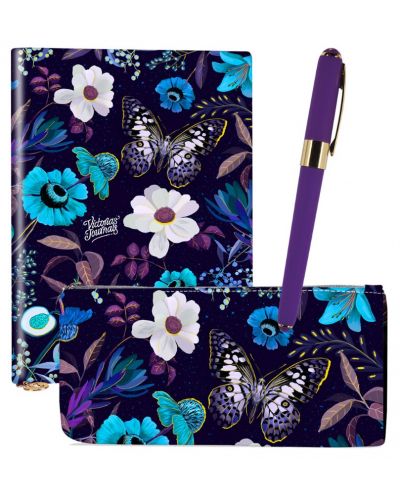 Комплект Victoria's Journals - Сини цветя, 3 части, в кутия  - 1