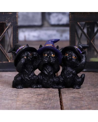 Комплект статуетки Nemesis Now Adult: Humor - Three Wise Black Cats, 11 cm - 7