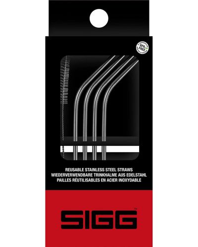 Комплект сламки Sigg – неръждаема стомана, 4 броя - 1