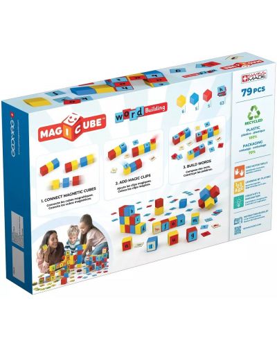 Комплект магнитни кубчета Geomag - Magicube, Word Building EU, 79 части - 5