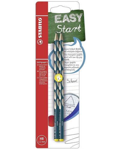 Комплект ергономични моливи Stabilo Easy - HB, 2 броя, за лява ръка - 1