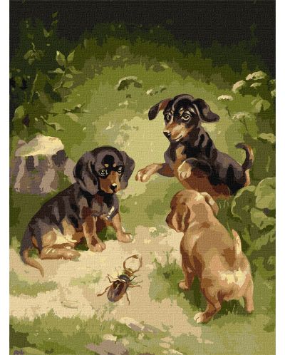 Комплект за рисуване по номера Ideyka - Кучешки игри, 30 х 40 cm - 1