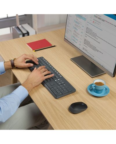 Комплект мишка и клавиатура Logitech - MK235,безжичен, тъмносив - 8