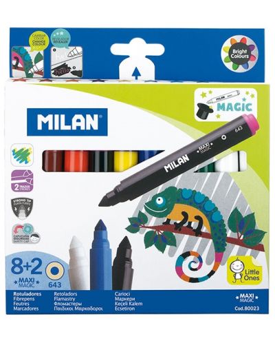 Магически маркери Milan - Maxi Magic, 8 + 2 цвята - 1