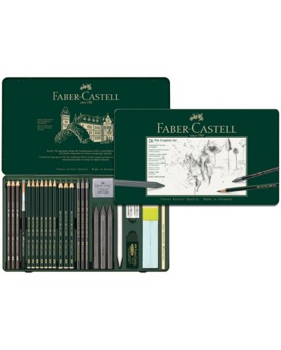 Комплект моливи Faber-Castell Pitt Graphite - 26 броя, в метална кутия - 2