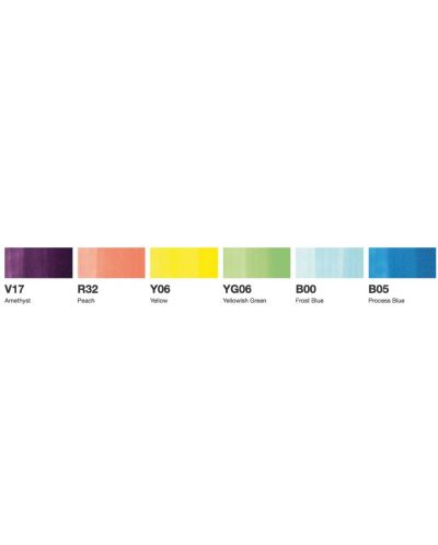 Комплект маркери Too Copic Ciao - Ярки тонове, 6 цвята - 2