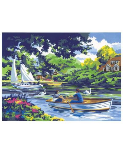 Комплект за рисуване с акрилни бои Royal - Разходка по реката, 39 х 30 cm - 1