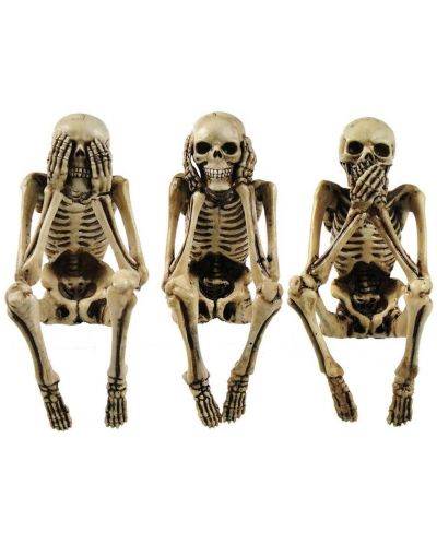 Комплект статуетки Nemesis Now Adult: Gothic - Three Wise Skeletons, 10 cm - 1