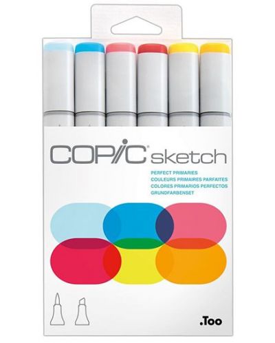 Комплект маркери Too Copic Sketch - Основни светли тонове, 6 цвята - 1