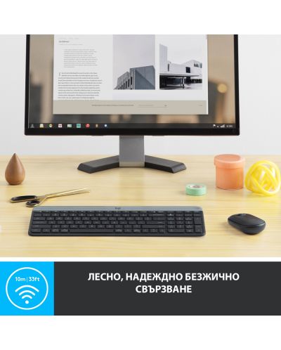 Комплект мишка и клавиатура Logitech - Combo MK470, безжичен, сив - 6