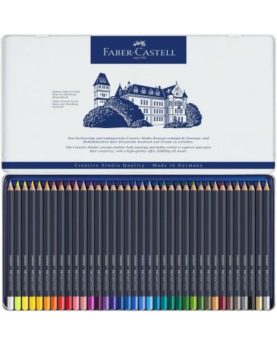 Комплект цветни моливи Faber-Castell Goldfaber - 36 цвята, в метална кутия - 2