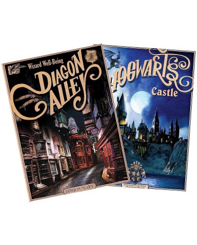 Комплект мини плакати GB eye Movies: Harry Potter - Retro Hogwarts & Diagon - 1