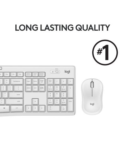 Комплект мишка и клавиатура Logitech - MK295, безжичен, бял - 8