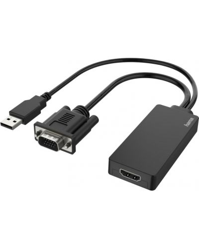 Конвертор Hama - 200342, VGA, USB/HDMI, черен - 1