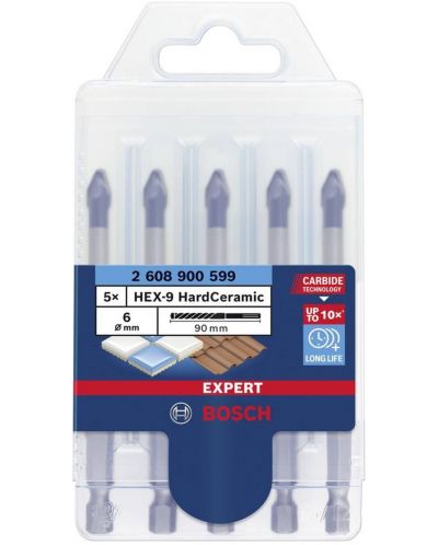 Комплект свредла Bosch - Expert, HEX-9 Hard Ceramic, Ø6х5 части - 1