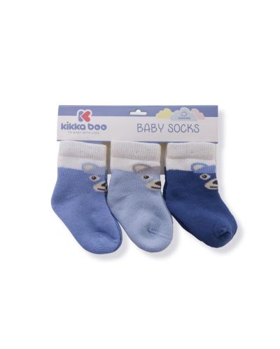 Комплект бебешки термо чорапи KikkaBoo Bear - Памучни, 2-3 години, 3 чифта, сини - 1