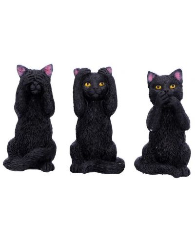 Комплект статуетки Nemesis Now Adult: Humor - Three Wise Felines, 8 cm - 1