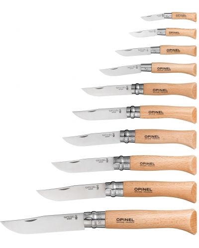 Комплект от 10 броя ножове Opinel Inox - № 2-12, бук - 2