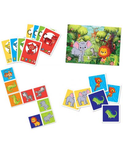 Комплект детски игри Grafix - Джунгла, 4 в 1 - 2
