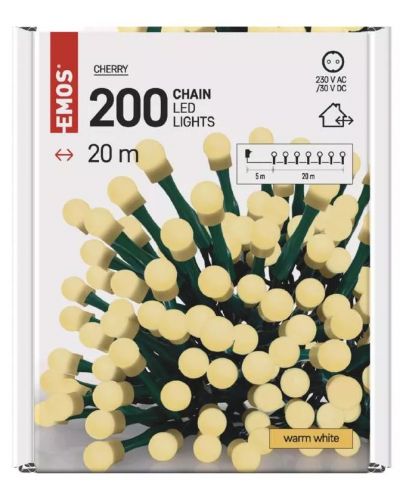 LED Лампички Emos - Cherry Timer, 200 броя, 6W, 20 m - 8