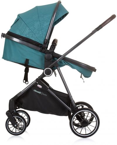 Комбинирана бебешка количка Chipolino - Аура, синьо-зелена - 6