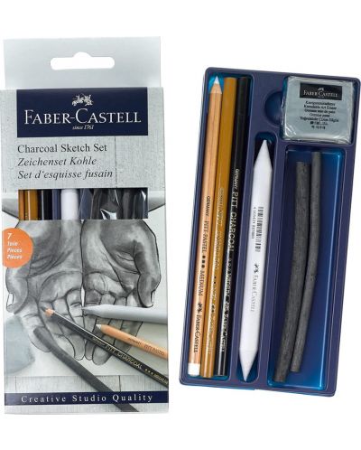 Комплект въглени Faber-Castell - Creative Studio, 7 броя - 2